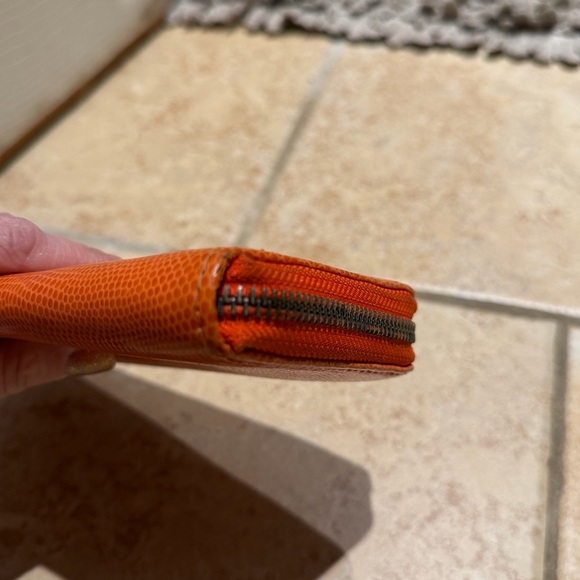 Vintage Lauren Ralph Lauren Womens Orange Pebble leather zip wallet - Picture 4 of 16